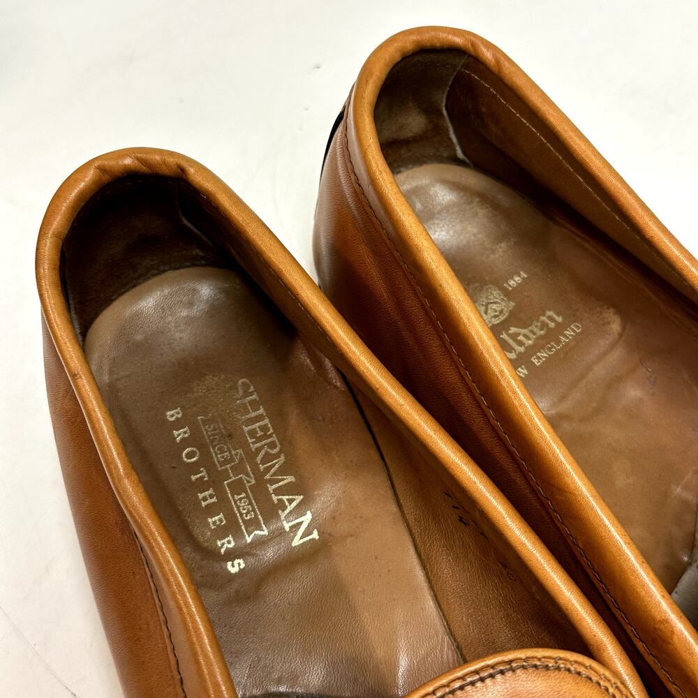 VERY GOOD Alden 714 Leisure Handsewn LHS Peny Loafer Brown Tan Calf USA 13 W - Picture 8 of 12